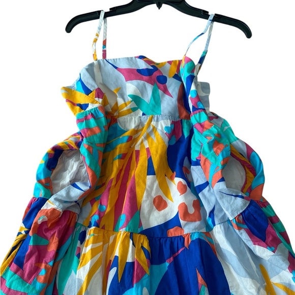 J. Crew Floral Tie-back Maxi Dress Size 4 Petite Island Turquoise Neon - Picture 7 of 11